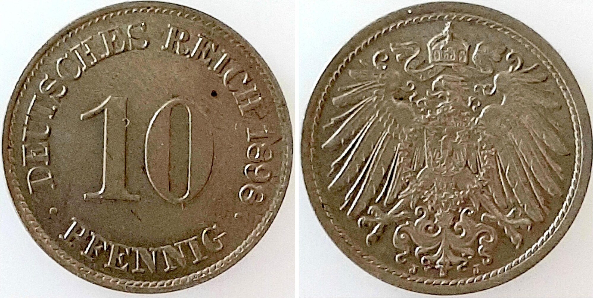 10 Pfennig 1898 J extrem selten i.d. Erhaltung