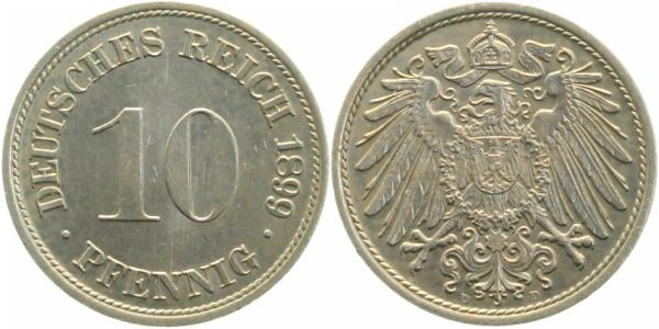 10 Pfennig 1899 D prfr/stgl J013