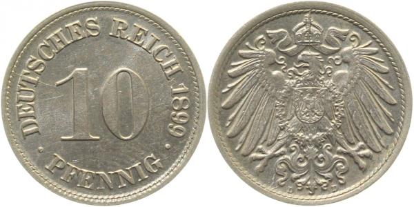 10 Pfennig 1899 D f prfr J013