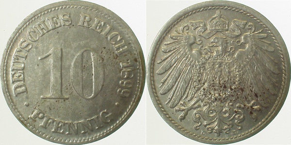 10 Pfennig 1899 D vz J013 vz 10 Pfennig