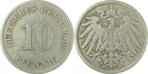 10 Pfennig 1899 J ss J013 ss 10 Pfennig