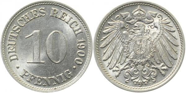 10 Pfennig 1900 D prfr/stgl, TOP J013
