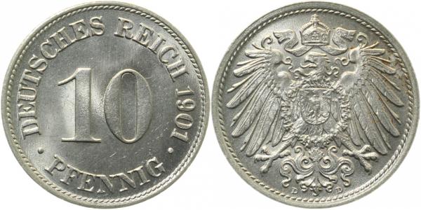 10 Pfennig 1901 D prfr/stgl !