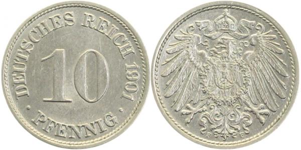 10 Pfennig 1901 F vz/stgl J013 vz / stgl 10 Pfennig
