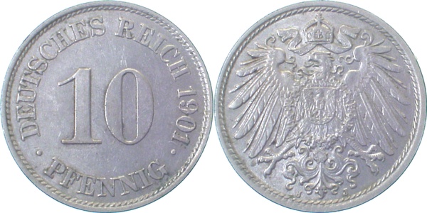10 Pfennig 1901 J vz- J013 vz- 10 Pfennig