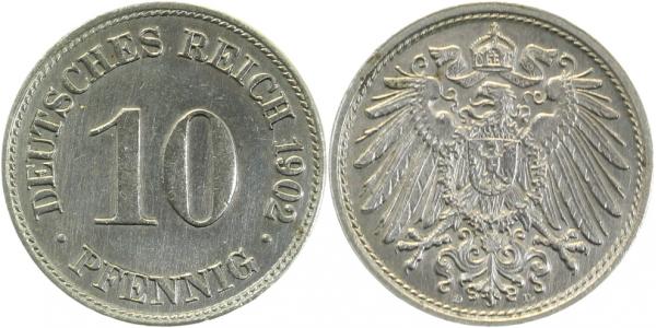 10 Pfennig 1902 D f prfr J013 f prfr 10 Pfennig