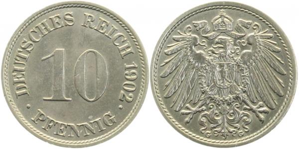 10 Pfennig 1902 G prfr/f prfr J013 prfr / f prfr 10 Pfennig