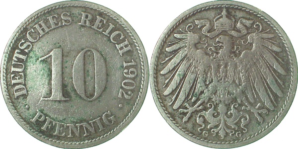 10 Pfennig 1902 G ss J013 ss 10 Pfennig