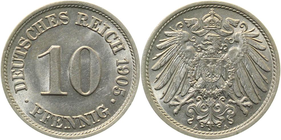 10 Pfennig 1905 A f.stgl
