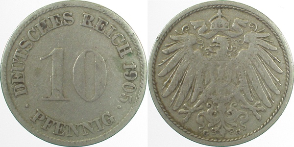 10 Pfennig 1905 G ss J013