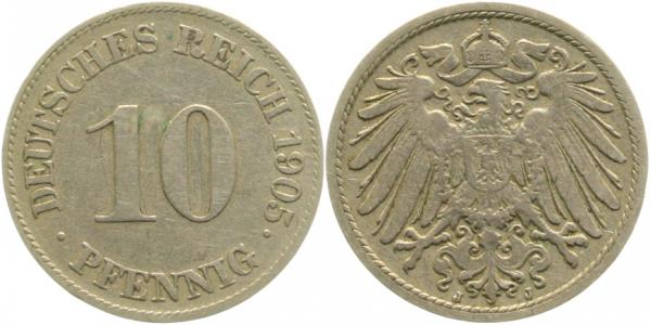 10 Pfennig 1905 J prfr/stgl !!