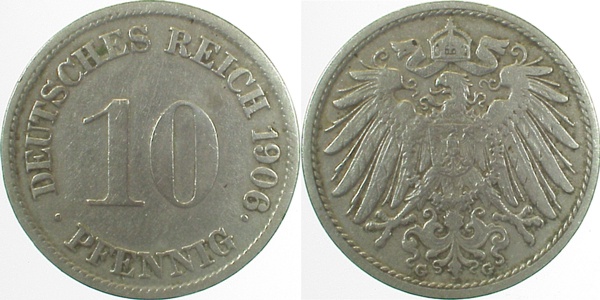10 Pfennig 1906 G ss J013 ss 10 Pfennig