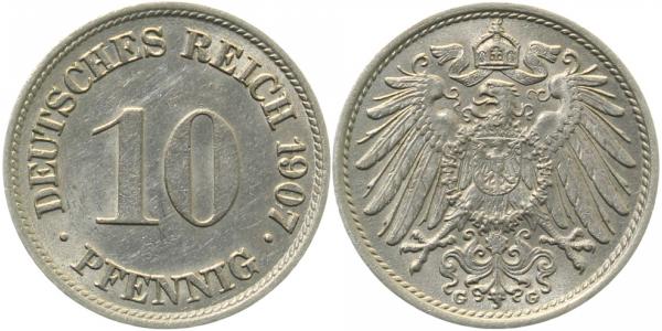 10 Pfennig 1907 G ss+