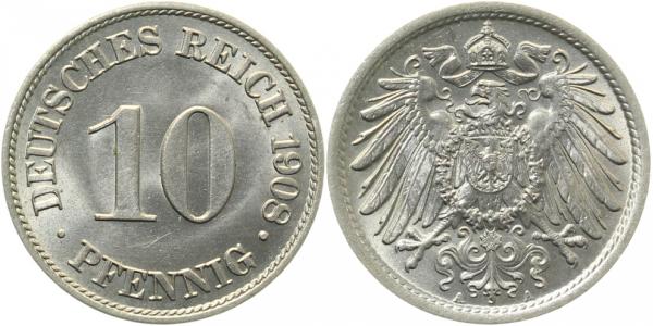 10 Pfennig 1908 A prfr