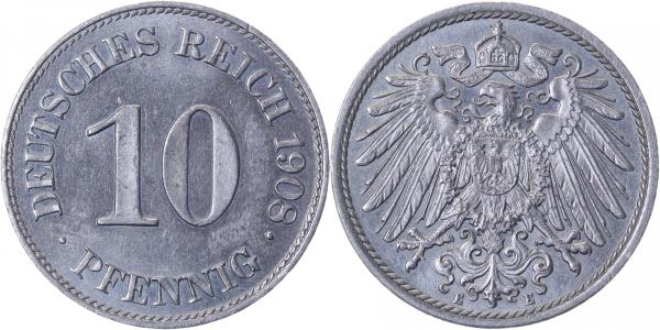10 Pfennig 1908 E prfr/f.prfr EA!!