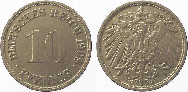 10 Pfennig 1908 G ss/vz J013 ss / vz 10 Pfennig