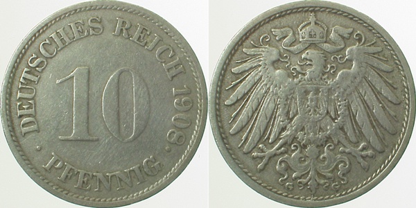 10 Pfennig 1908 G ss J013 ss 10 Pfennig