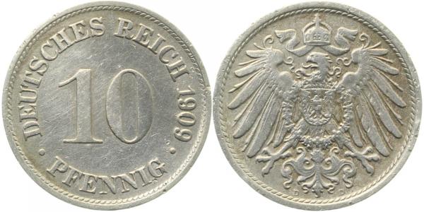 10 Pfennig 1909 D ss J013 ss 10 Pfennig