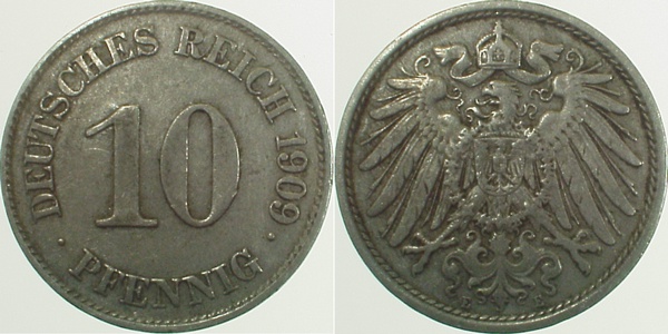 10 Pfennig 1909 E ss/vz J013 ss / vz 10 Pfennig