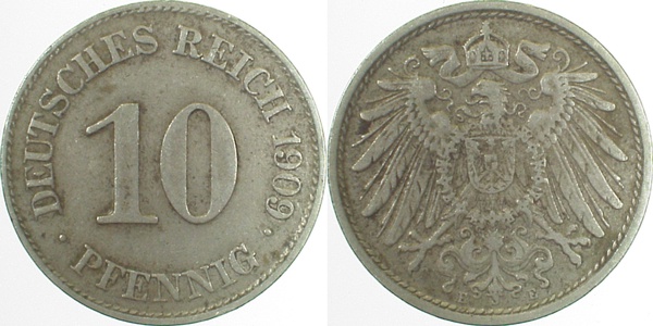 10 Pfennig 1909 E ss J013 ss 10 Pfennig