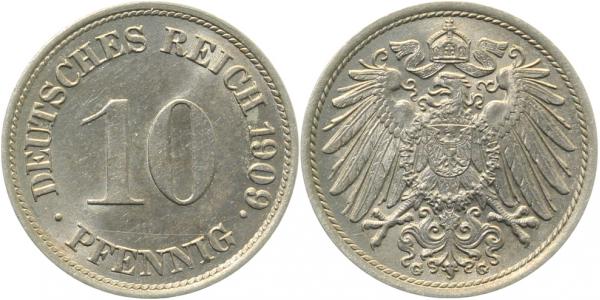 10 Pfennig 1909 G f prfr! J013 f prfr! 10 Pfennig