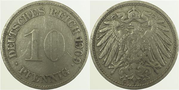 10 Pfennig 1909 G ss J013 ss 10 Pfennig
