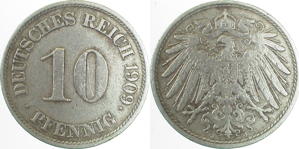 10 Pfennig 1909 J ss J013 ss 10 Pfennig