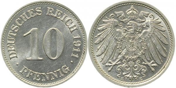 10 Pfennig 1911 E vz/stgl J013 vz / stgl 10 Pfennig
