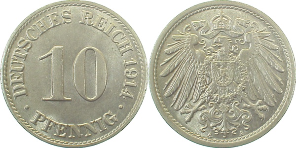 10 Pfennig 1914 A prfr.