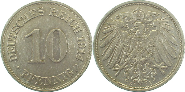 10 Pfennig 1914 E ss/vz J013 ss / vz 10 Pfennig