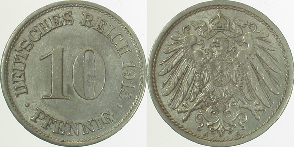 10 Pfennig 1915 A vz J013 vz 10 Pfennig