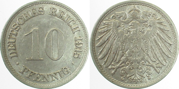 10 Pfennig 1915 J stgl !!!