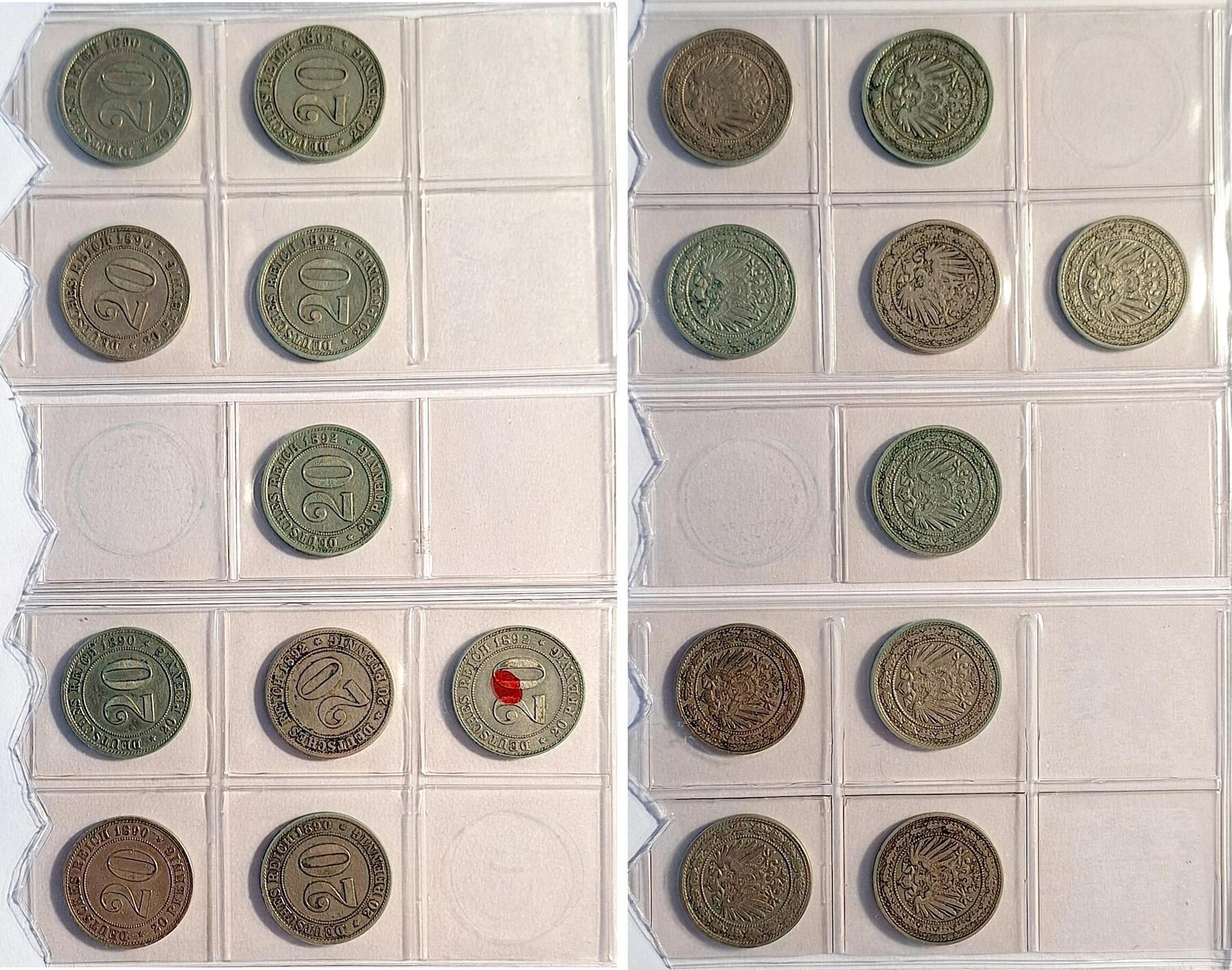 20 Pfennig 1890-92 s/ss bis ss/vz