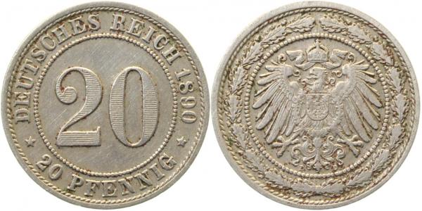 20 Pfennig 1890 D ss J014 ss 20 Pfennig