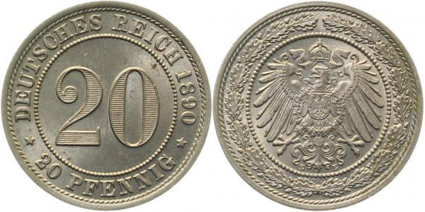 20 Pfennig 1890 E prfr/stgl!!, Archiv Franquinet TOP !!!