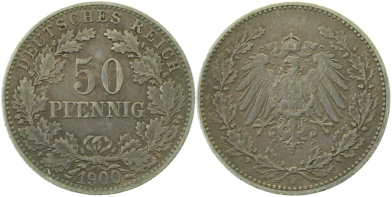 50 PFENNIG 1900 J J015 sehr schön+ selten