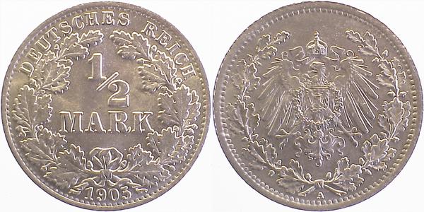 ½ Mark 1905 A stgl. herrliche Regenbogen Patina