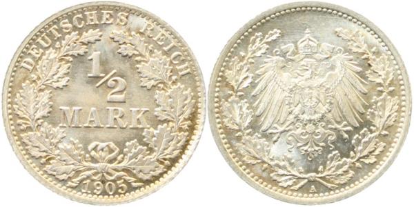 ½ Mark 1905 D halbe Markstgl J016