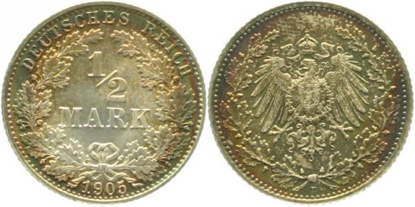 ½ Mark 1905 D stgl/Patina J016 ½ Mark