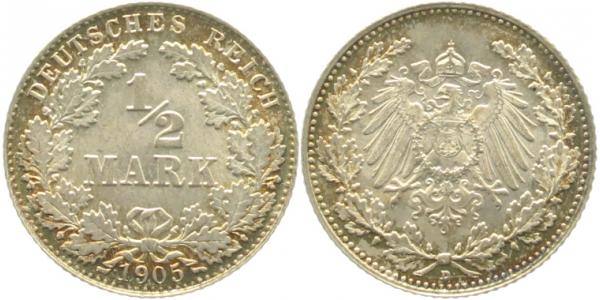 ½ Mark 1905 D f stgl/Patina J016