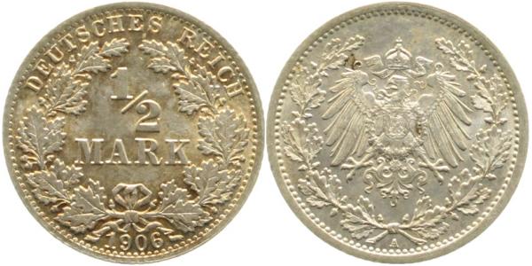 ½ Mark 1906 A prfr/stgl ! J016