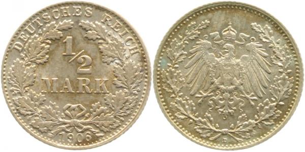 ½ Mark 1906 D vz/stgl J016