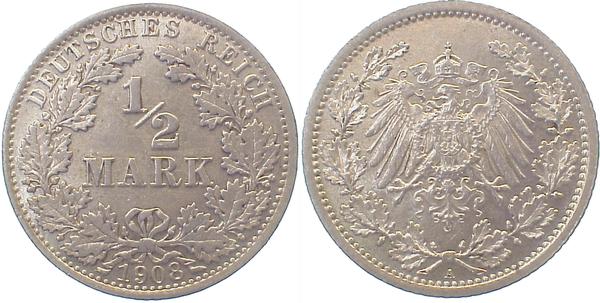 ½ Mark 1908 A prfr/stgl !!