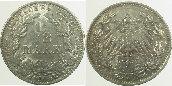 ½ Mark 1908 D ss/vz J016