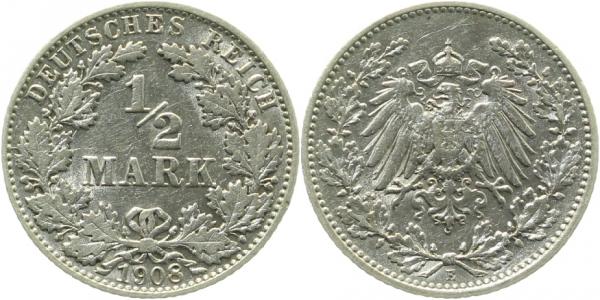 ½ Mark 1908 E J016 Gedenkmünzen