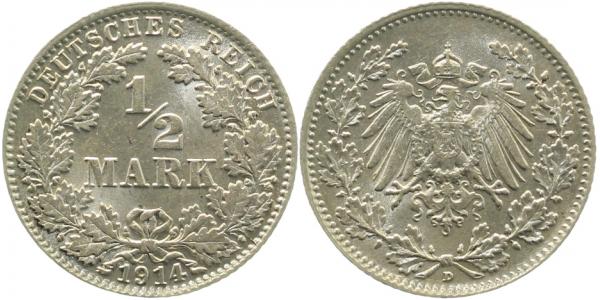 ½ Mark 1914 D J016 prfr