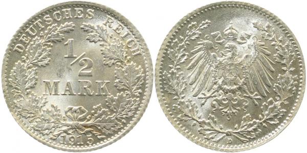 ½ Mark 1915 D J016 prfr/stgl