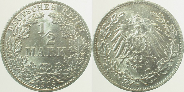 ½ Mark 1915 D prfr J016