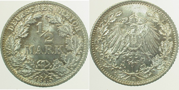 ½ Mark 1915 F f prfr ! J016 f prfr ½ Mark
