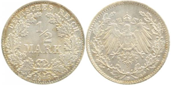 ½ Mark 1916 D stgl Münzzeichen leicht doppelt